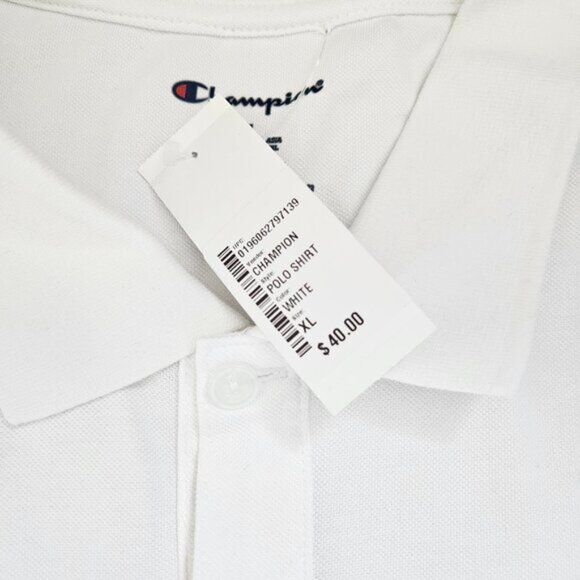 Men's White Champion Polo Shirt - Picture 3 of 10